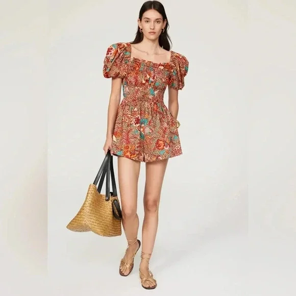 NWT Ulla Johnson Arlo 100% Cotton Poplin Romper Playsuit Size 6 - Picture 2 of 15